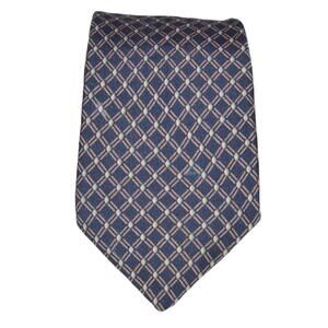 Calvin Klein Mens Necktie 100% Silk Tie 56L x 3W Diamond Print Blue